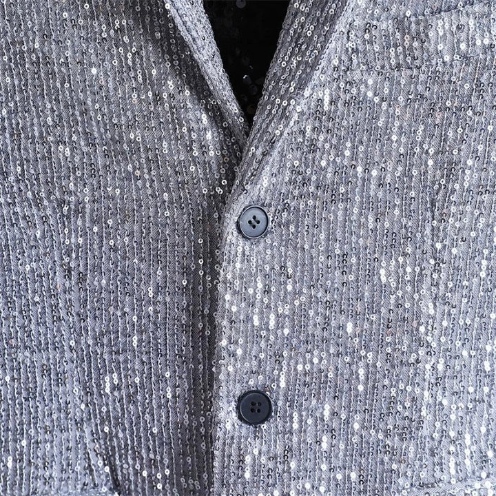 Veste Gris Blazer Homme Pailleté