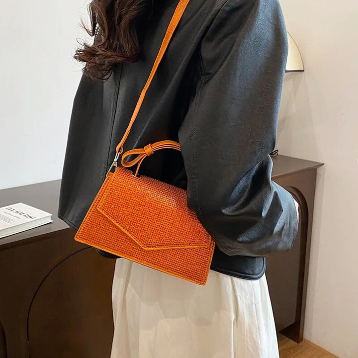 Sac Orange Paillette Enveloppe Bandoulière