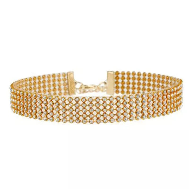 Collier Femme Strass Doré