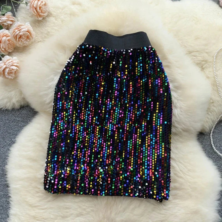 Jupe Multi-Couleur Sequin Elastique