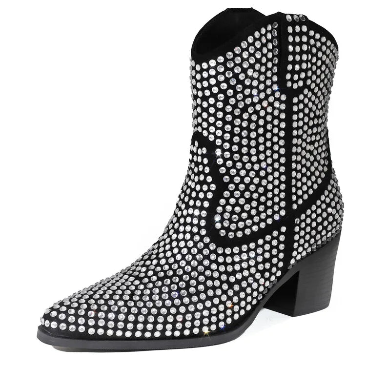 Bottines Noir  Strass Femme