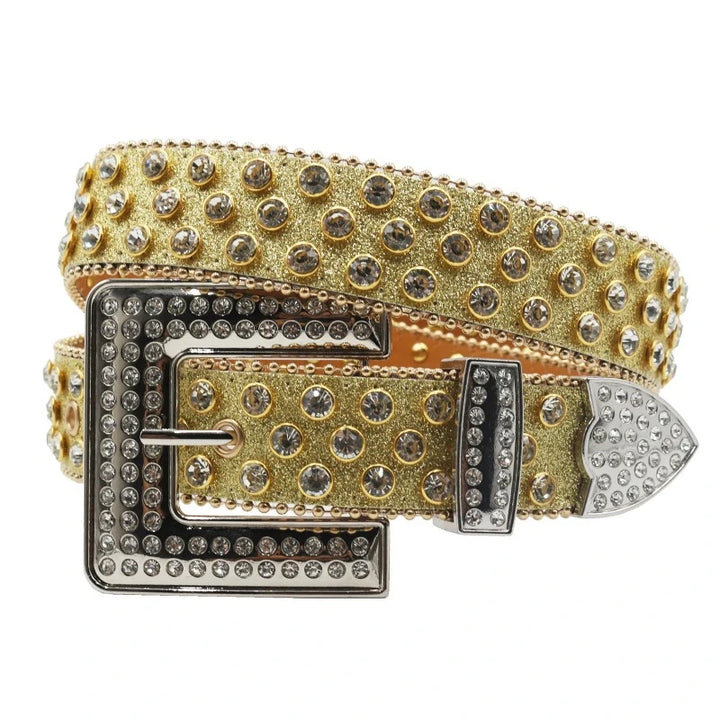 Ceinture Paillette Strass Homme Femme Strass Doré