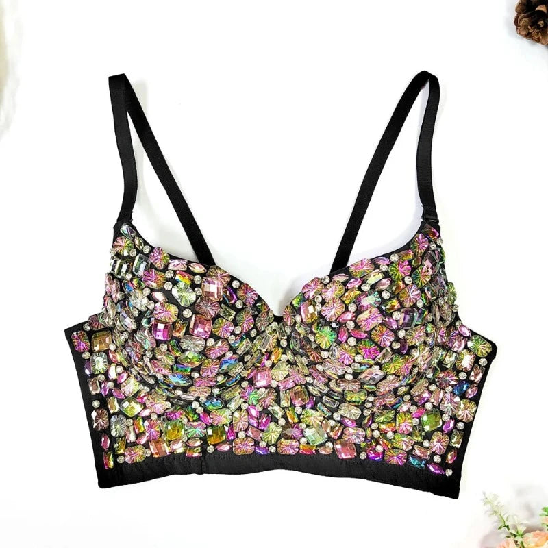 Soutien Gorge Strass Coloré Noir