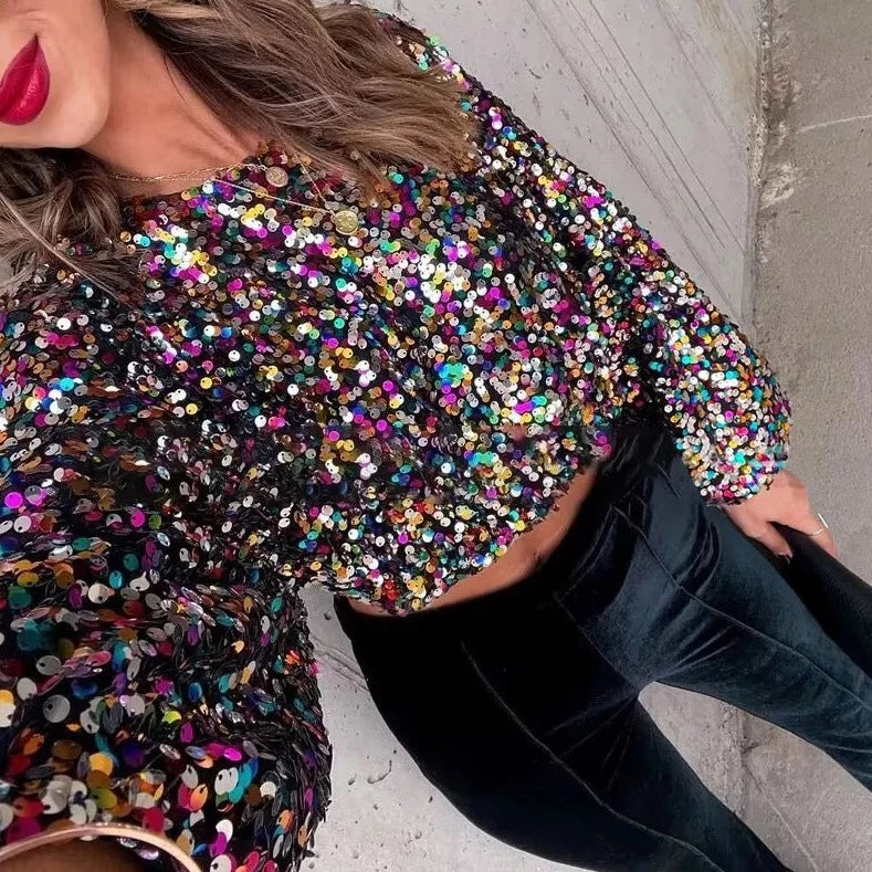 Top paillettes Mulitcolore