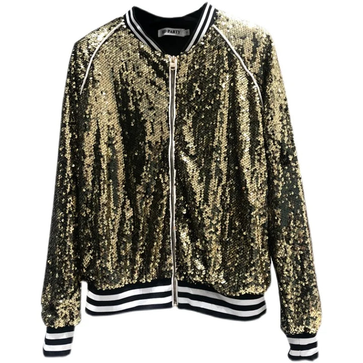 Veste Paillette Homme Bomber Baseball or