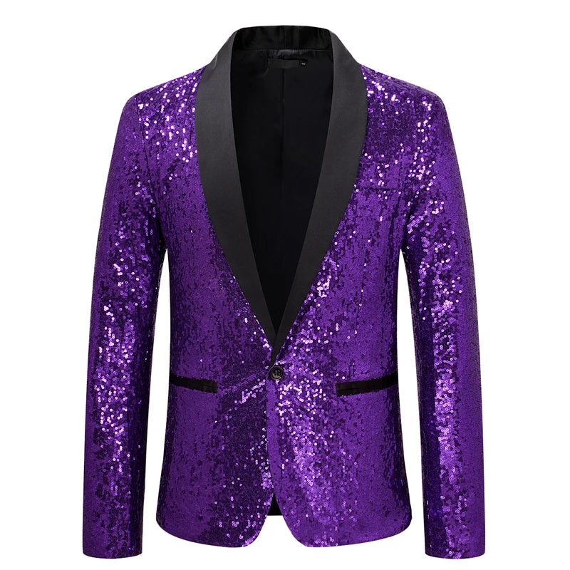 Veste Costume Paillette Homme violet