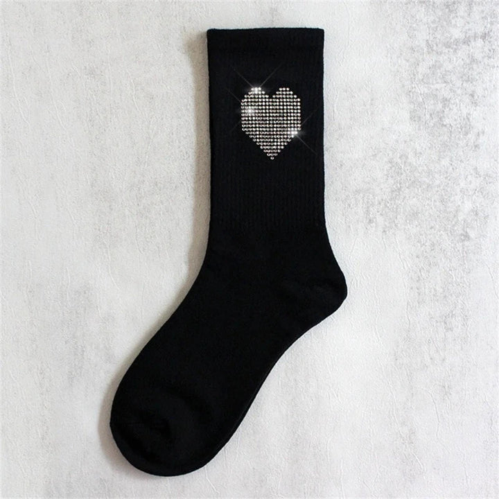 Chaussette Strass Emoticones Noir coeur