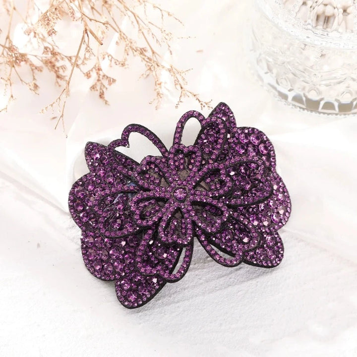 Pince Strass Fleurs Mauve