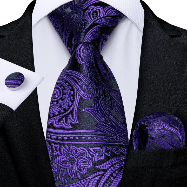 Cravate Noir Violet Homme