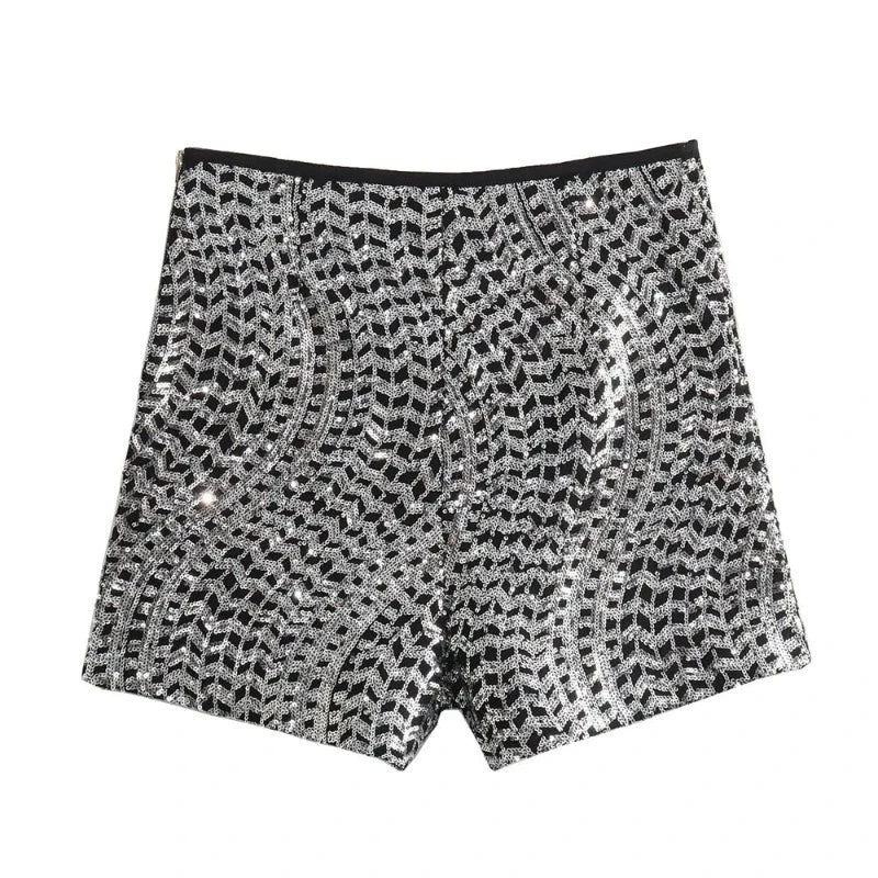 Short De Banquet à Paillettes Scintillantes Pour Femme - Short Festif, Yoga, Dance, Taille Haute Effet Push-up - 6