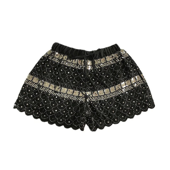 Short Noir Doré Avec Paillette Femme