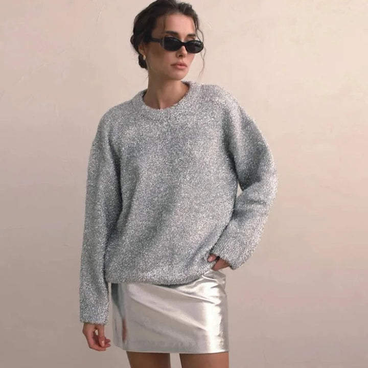 Pull Paillette Gris Femme