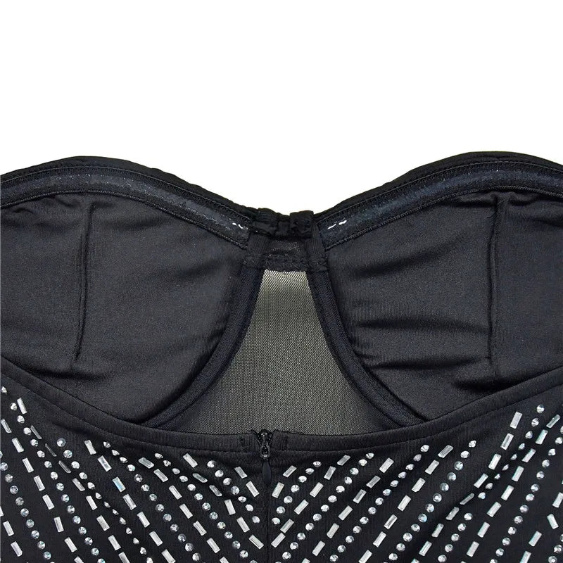 Robe Noir Pailleté Strass Sexy