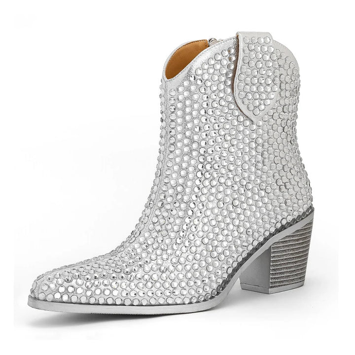 Bottines Argenté   Strass Femme