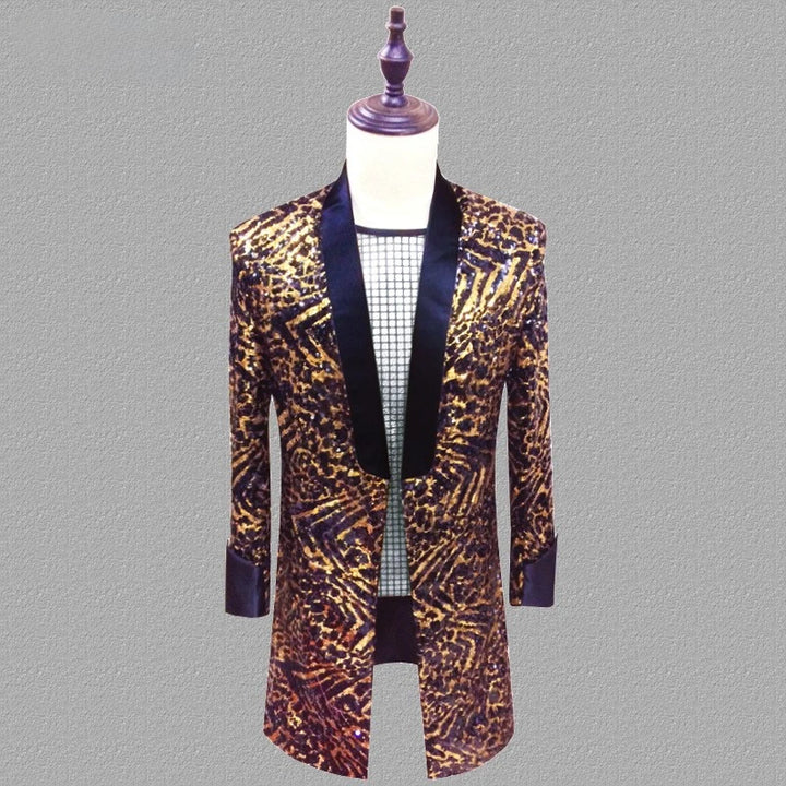 Veste Costume Paillette Leopard Homme