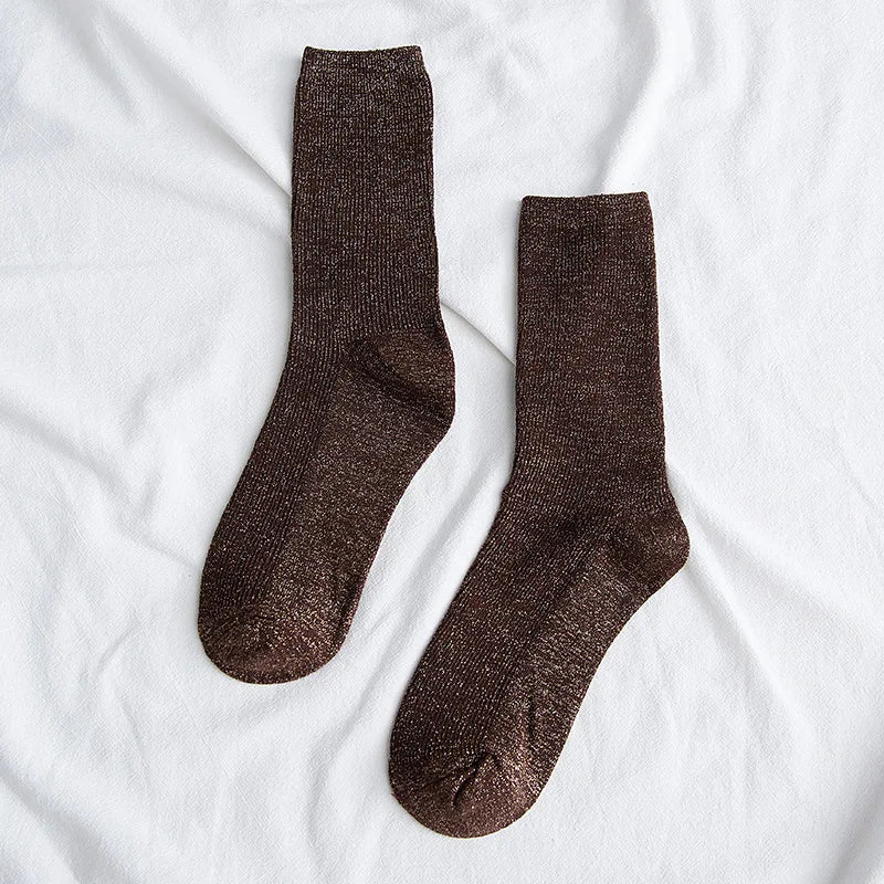 Chaussettes Marron Paillettes Femme