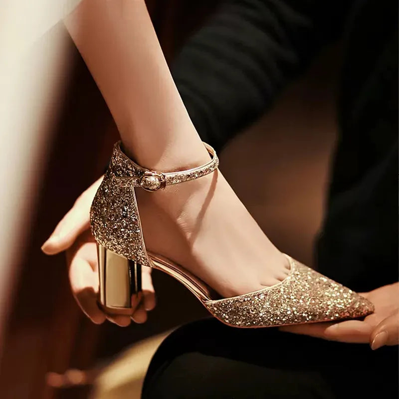 Chaussure compensée paillette sales
