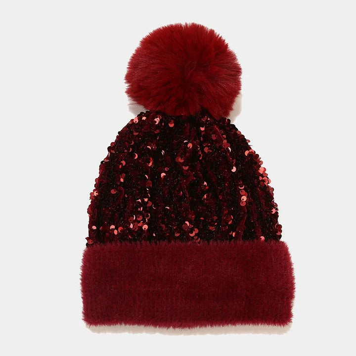 Bonnet Paillette Femme Rouge