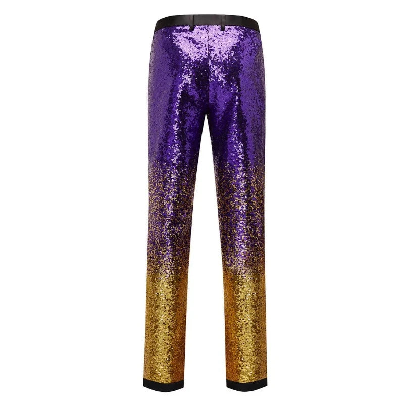 Pantalon Paillette Degradé Homme or et violet