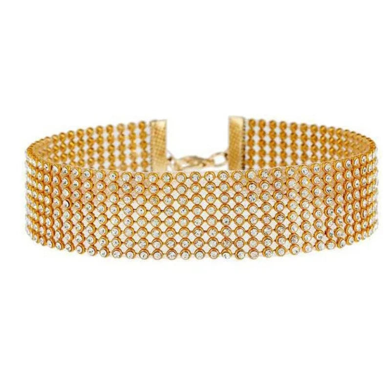 Collier Femme Strass Doré