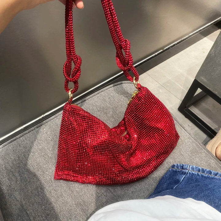 Sac Strass Bandoulière Noeud Rouge