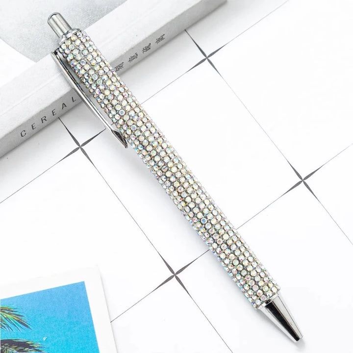 Stylo Strass Gris Argenté