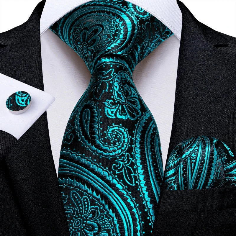 Cravate Turquoise Noir  Homme