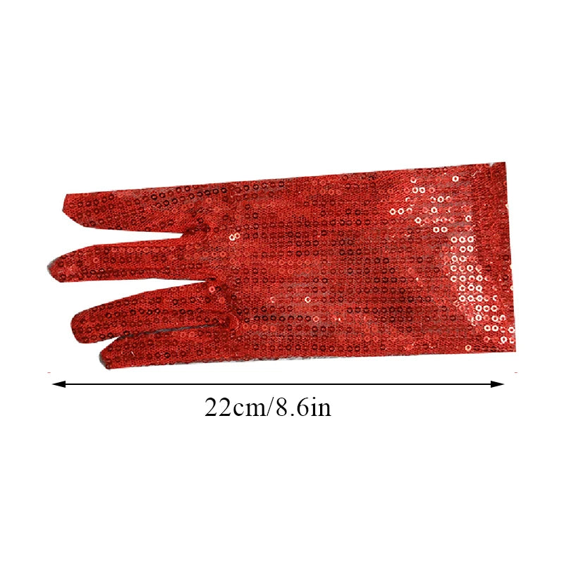 Gants Paillettes Fêtes rouge