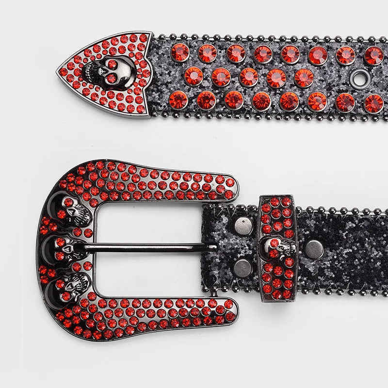 Ceinture Strass Tête de mort noir