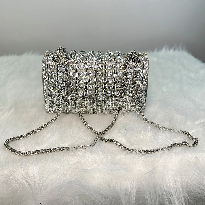 Sac Strass Rectangle argent