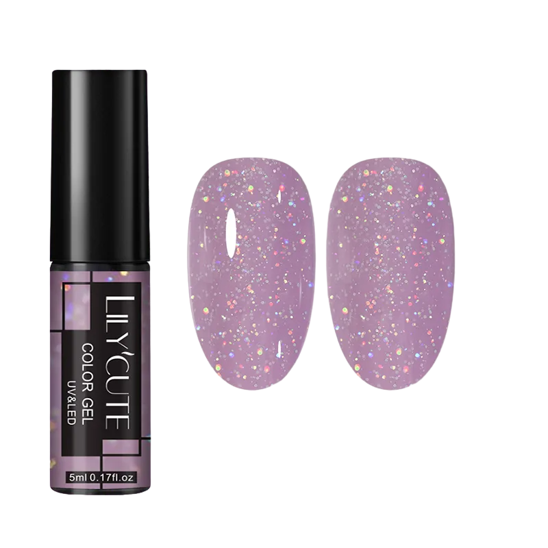 Gel Pailleté Ongles mauve paillettes