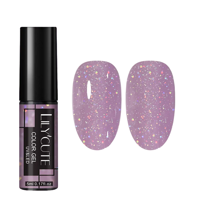 Gel Pailleté Ongles mauve paillettes