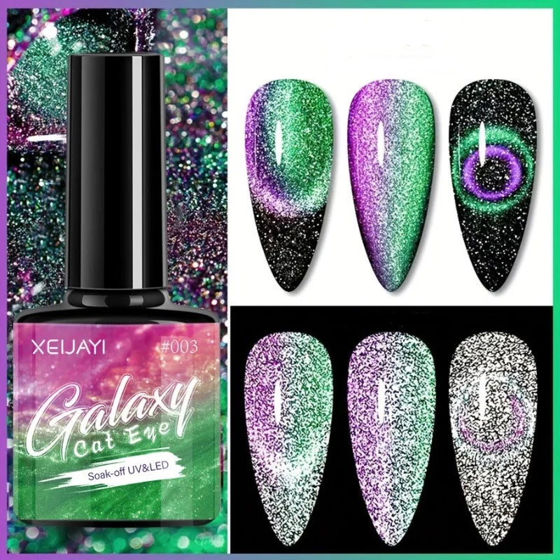 Gel Ongles Pailleté Galaxy vert rose