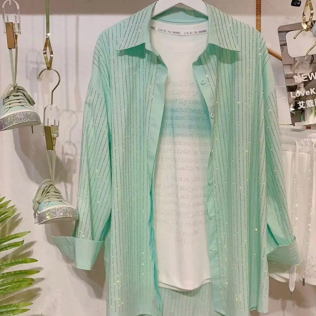 Chemise Paillette Rayures Femme