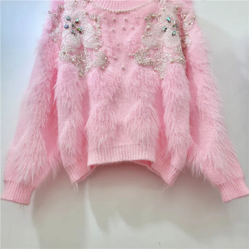 Pull rose pailleté hotsell