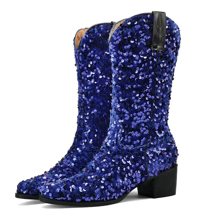 Bottes Cowboy Paillettes bleues