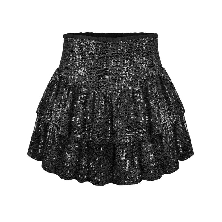 Jupe Noir Short Paillette Plissée