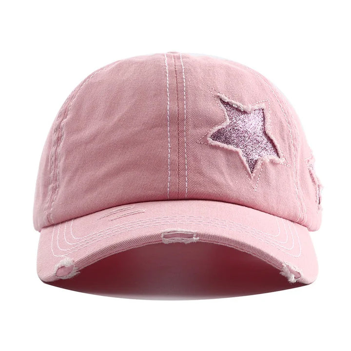 Casquette Avec Etoiles Paillettes rose claire