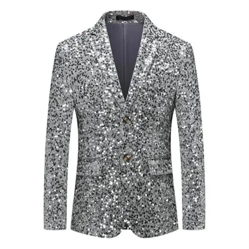 Veste Costume Sequin Homme argent