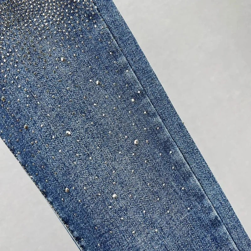 Jean Strass Bleu Foncé Slim Femme - Main Image