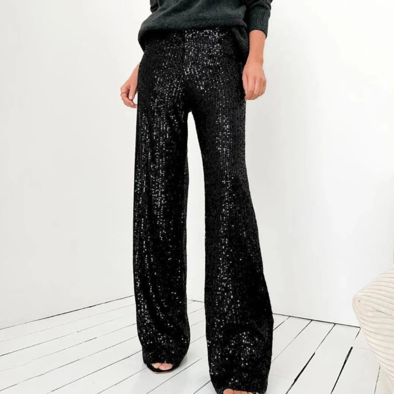 Pantalon Paillette Souple Femme noir