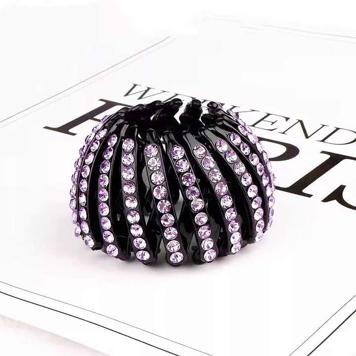 Pince Chignon Cheveux Strass Lilas