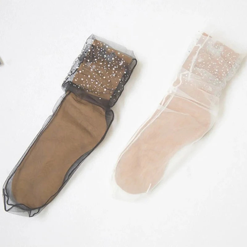 Chaussette Transparente Strass