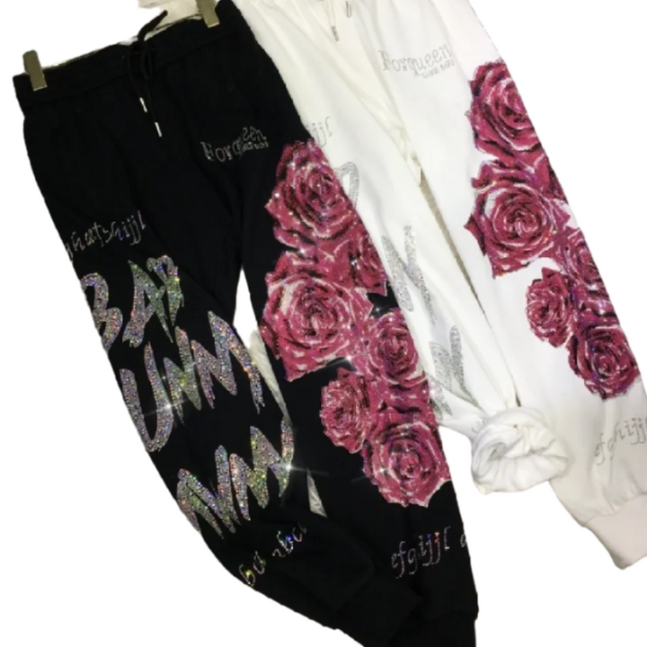 Pantalon Strass Jogging Avec Rose