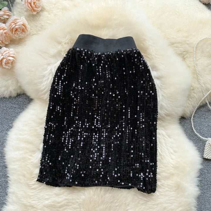 Jupe Noir Sequin Elastique