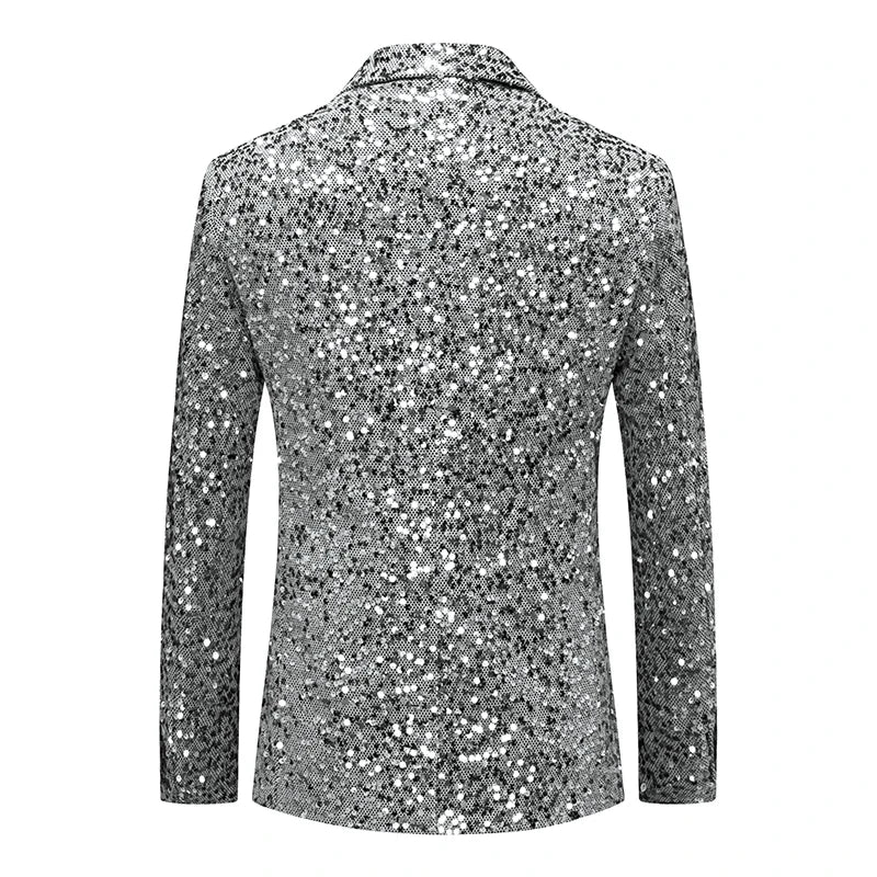 Veste Costume Sequin Homme argent