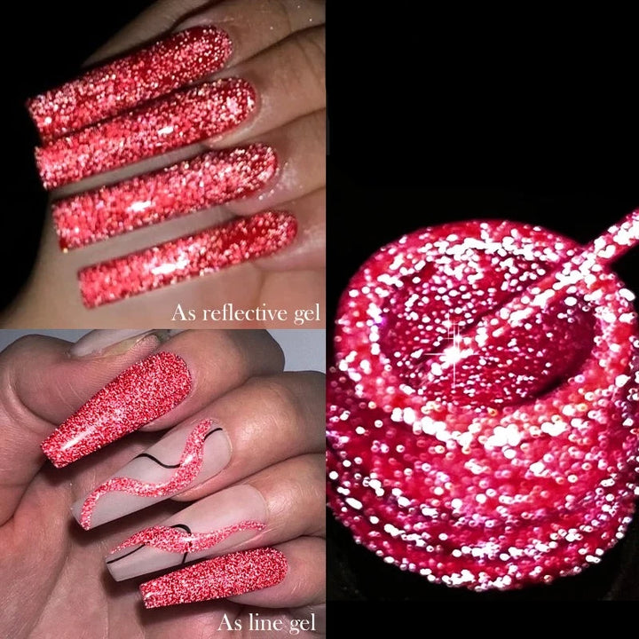 Gel Pailleté Ongles rouge