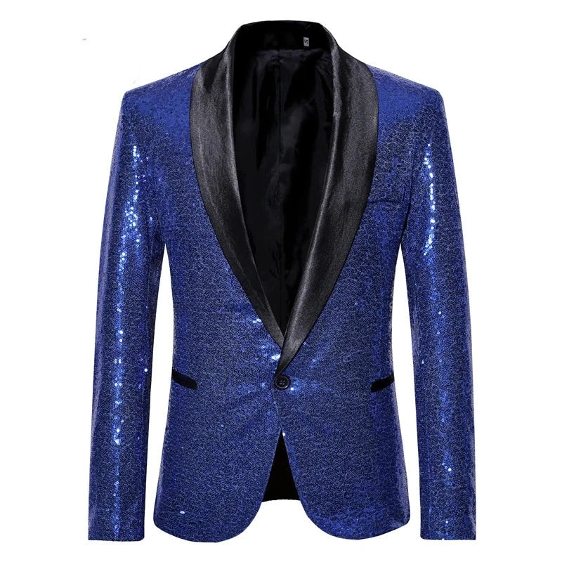 Veste Costume Paillette Homme bleu