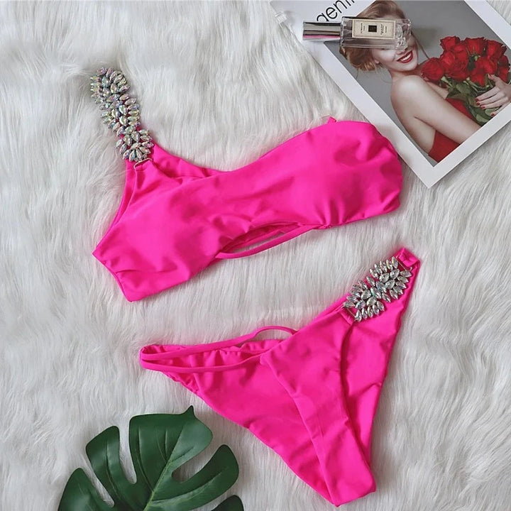 Maillot de Bain Pailleté 2 Pièces rose