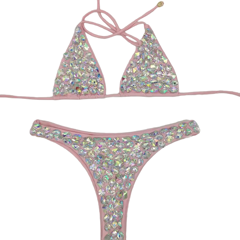 Bikini Gros Strass Rose